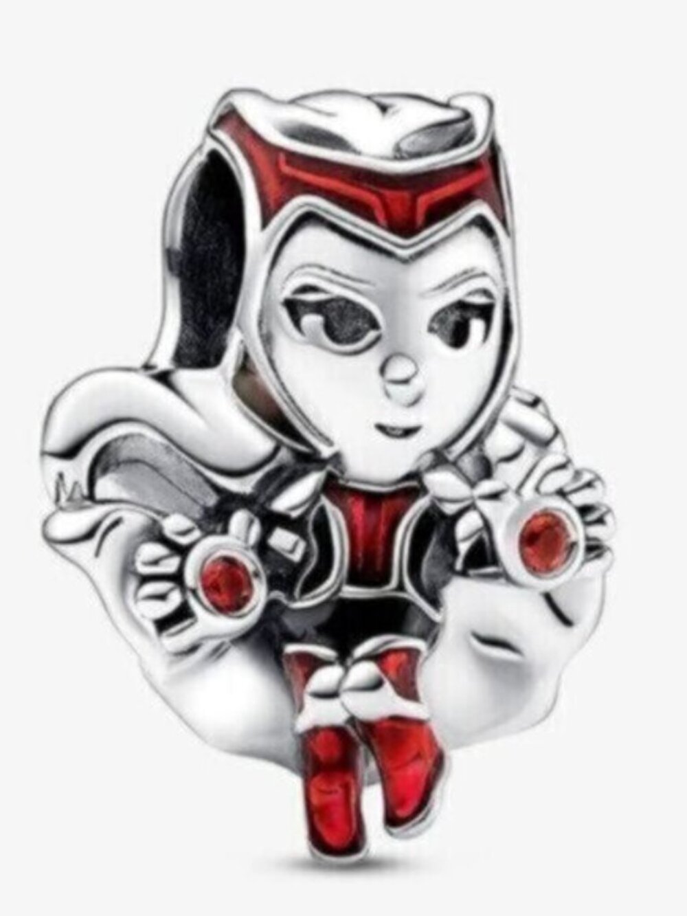 Pandora Silver Charm Red and Silver Enamel Superhero Figure